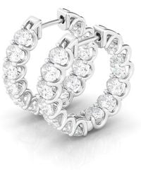 HauteCarat - Oval Lab Grown Diamond Inside Out 18K Hoop Earrings - Lyst
