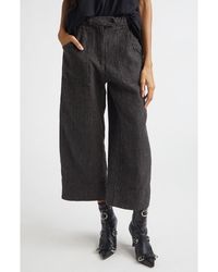 R13 - Relaxed Pinstripe Linen & Virgin Wool Crop Work Pants - Lyst