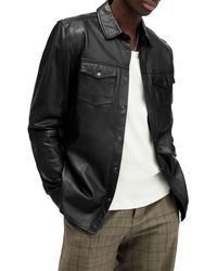 AllSaints - Ethan Leather Shirt Jacket - Lyst