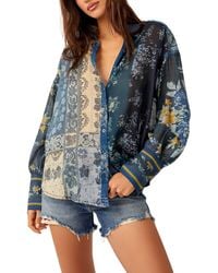 Free People - Flower Patch Mixed Print Cotton Button-up Shirt - Lyst
