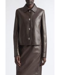 Ferragamo - Boxy Lambskin Leather Jacket - Lyst