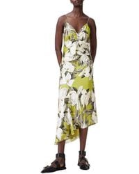AllSaints - Alexia Floral Satin Midi Slipdress - Lyst