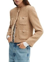 Mango - Embellished Button Tweed Jacket - Lyst