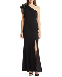 Marina - Ruffle One-shoulder Crepe Gown - Lyst