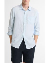 Vince - Houndstooth Classic Fit Linen Button-Up Shirt - Lyst