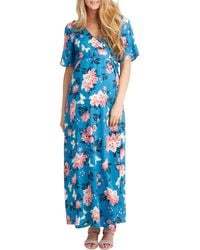 Nom Maternity - Landon Maxi Wrap Maternity/nursing Dress - Lyst