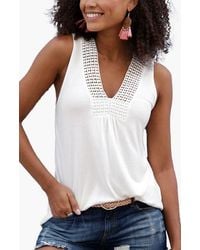Lascana - Crochet Insert Tank Top - Lyst