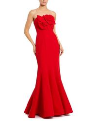 Mac Duggal - Crepe Strapless Mermaid With 3D Flowers Gown - Lyst