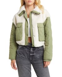 Blank NYC - Quilted Faux Fur Mixed Media Jacket - Lyst