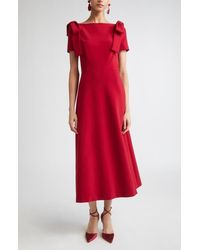 Carolina Herrera - Bow Shoulder A-Line Silk Dress - Lyst