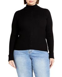 City Chic - Kiki Rib Mock Neck Sweater - Lyst