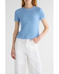 Chloé - Open Knit Short Sleeve Organic Cotton Sweater - Lyst