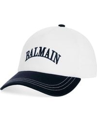 Balmain - Embroidered Logo Bicolor Cotton Twill Baseball Cap - Lyst