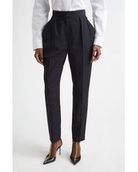 Balmain - Tailored High Waist Wool Grain De Poudre Pants - Lyst