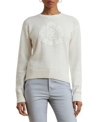 Ralph Lauren - Floral Logo Combed Cotton Sweater - Lyst