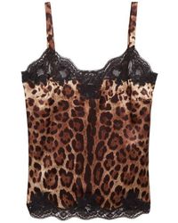 Dolce & Gabbana - Leopard Print Satin & Lace Camisole - Lyst