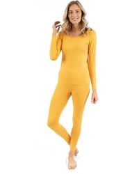 Leveret - Two-Piece Thermal Long Sleeve Solid Pajamas - Lyst