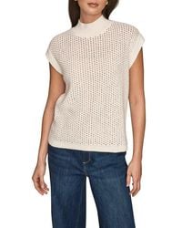 Donna Karan - Open Stitch Cap Sleeve Sweater - Lyst