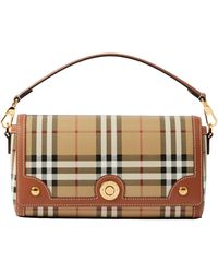 Burberry - Small Note Check & Leather Crossbody Bag - Lyst