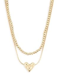 Nordstrom - Set Of 2 Bead Chain & Puffy Heart Pendant Necklaces - Lyst