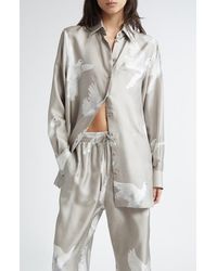 Stella McCartney - Birds Print Relaxed Silk Button-Up Shirt - Lyst