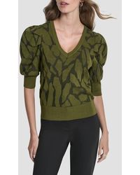 DKNY - Texture Puff Sleeve Sweater - Lyst