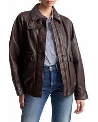 Avec Les Filles - Oversize Leather Bomber Jacket - Lyst
