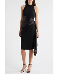Eliza J - Mixed Media High Neck Cocktail Sheath Dress - Lyst