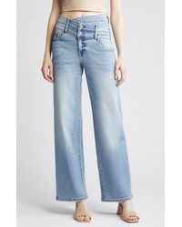 Hidden Jeans - Double Crossover High Waist Wide Leg Jeans - Lyst