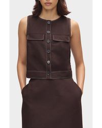 ALIGNE - Summer Linen & Organic Cotton Blend Button-Up Crop Top - Lyst