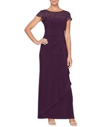 Alex Evenings - Sequin Lace Cascade Ruffle Cap Sleeve Gown - Lyst