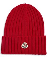 Moncler - Logo Patch Rib Wool Beanie - Lyst
