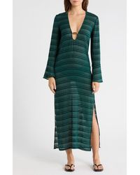 ViX - Solid Cali Stripe Midi Cover-Up Dress - Lyst
