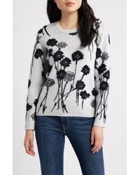 Liverpool Los Angeles - Floral Jacquard Crewneck Sweater - Lyst