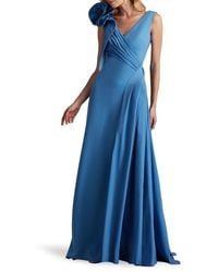 Tadashi Shoji - Rosette Detail Sleeveless A-Line Gown - Lyst