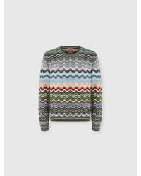 Missoni - Crew-Neck Cotton And Viscose Chevron Pullover With Greek Motif - Lyst