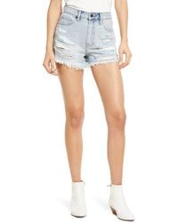 Hidden Jeans - Nonstretch Distressed High Waist Denim Cutoff Shorts - Lyst
