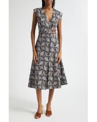 Veronica Beard - Nilsen Paisley Floral Stretch Cotton Midi Dress - Lyst