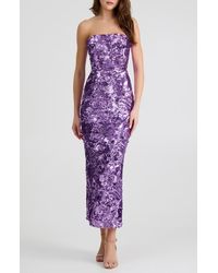 HELSI - Leslie Pattern Sequin Strapless Gown - Lyst