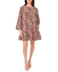 Vince Camuto - Abstract Leopard Print Long Sleeve Dress - Lyst