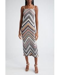 Missoni - Sequin Chevron Stripe Sleeveless Midi Dress - Lyst