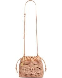 Chloé - Mini Summer Banana Woven Raffia Drawstring Shoulder Bag - Lyst