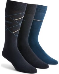 BOSS - Assorted 3-Pack Icon Pattern & Solid Cotton Blend Dress Socks Gift Box - Lyst