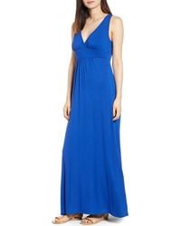 Loveappella - V-Neck Jersey Maxi Dress - Lyst