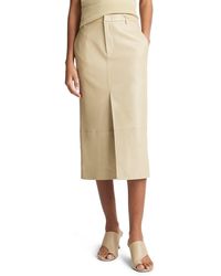 Vince - Straight Fit Leather Midi Skirt - Lyst