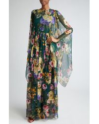 Dolce & Gabbana - Garden Floral Print Long Sleeve Silk Chiffon Maxi Dress - Lyst