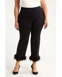 Anne Klein - Crop Feather Trim Pull-On Pants - Lyst