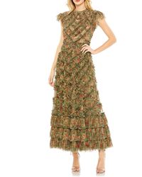Mac Duggal - Floral Cap Sleeve Ruffle A-line Dress - Lyst