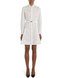 Versace - Barocco Embroidered Long Sleeve Belted Shirtdress - Lyst