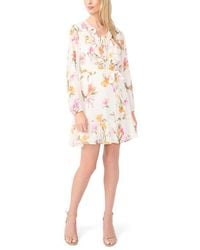 Halogen® - Floral Print Long Sleeve Minidress - Lyst